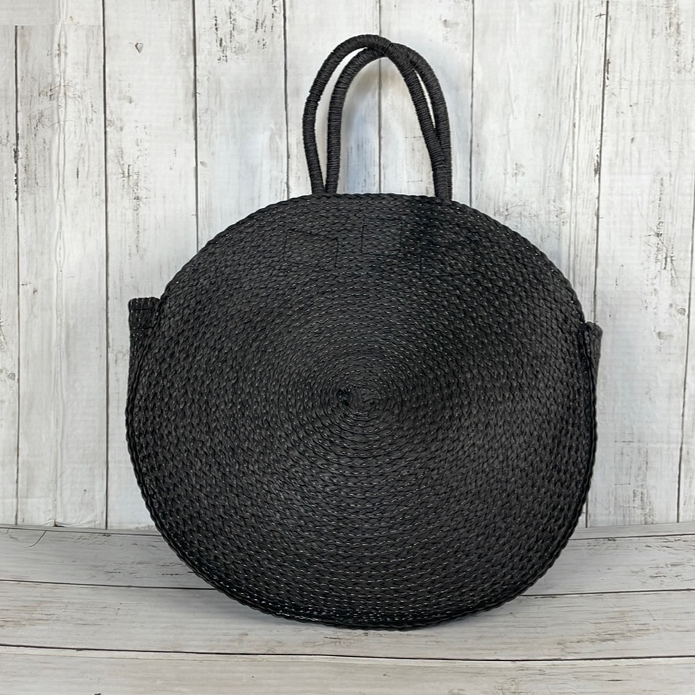 Black Woven Circle Shoulder (and handle) Bag